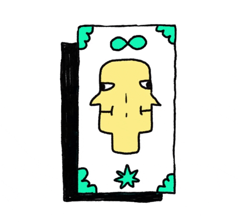 gif animado de uma cabeça com duas faces girando em looping